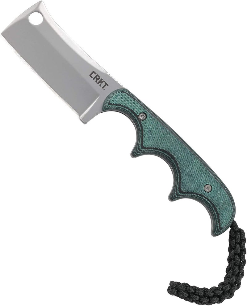 CRKT Minimalist Cleaver Outdoor Survival Fixed Blade Knife with Sheath: Stainless Steel Plain Edge Blade, Micarta Handle, 2383 - Image 1